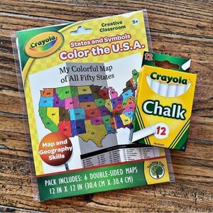 Crayola Lot of Chalk and Maps of the USA
